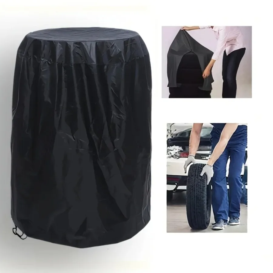 防水屋外用タイヤカバー、ジッパーと巾着収納袋付き、全天候型保護タイヤカバー