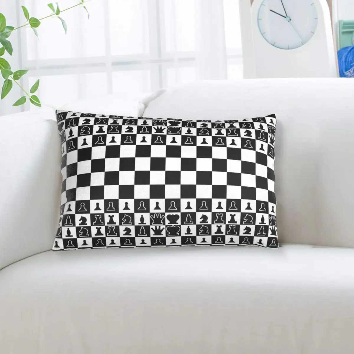 Chess Board Black And White Grid Checkered Rectangle Pillowcase Cushion Cover Decor Bedroom Bed Home Comfort Throw Pillow