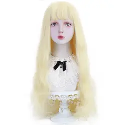 Long Blonde Synthetic Wig with Bangs - Natural Long Wavy Cosplay Wigs for Women Halloween Christmas 30