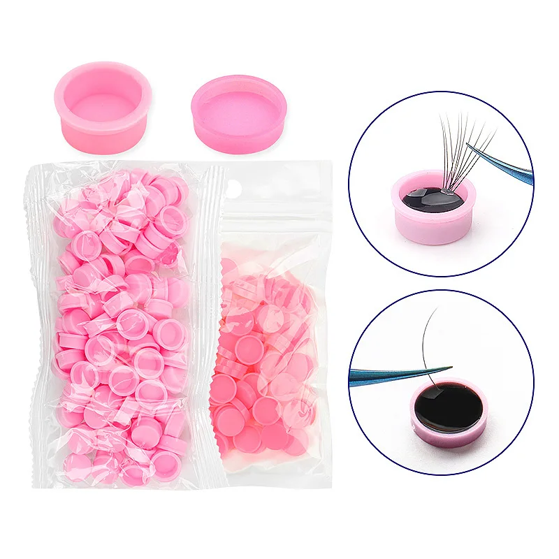 100 Pcs Disposable Eyelash Glue Cup Holder Container Tattoo Pigment Stand Holder Lash Extension Supplies Makeup Tools