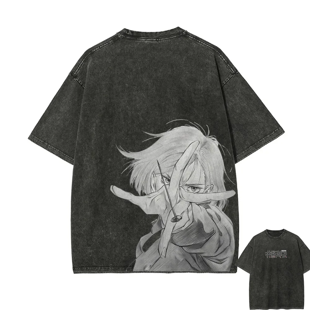

Nobara Kugisaki T Shirt Jujutsu Kaisen Men Acid Wash Resonance Anime Graphic Streetwear Hammer Nail Vintage Bootleg Tee