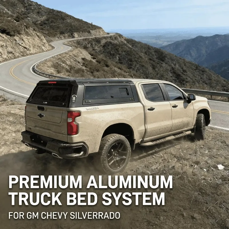 

Material With Sliding Window Pickup Camper Hardtop Truck Topper Bed Canopy for CHEVY SIVERADO 1500 2019+ 5.8FT/6.5FT