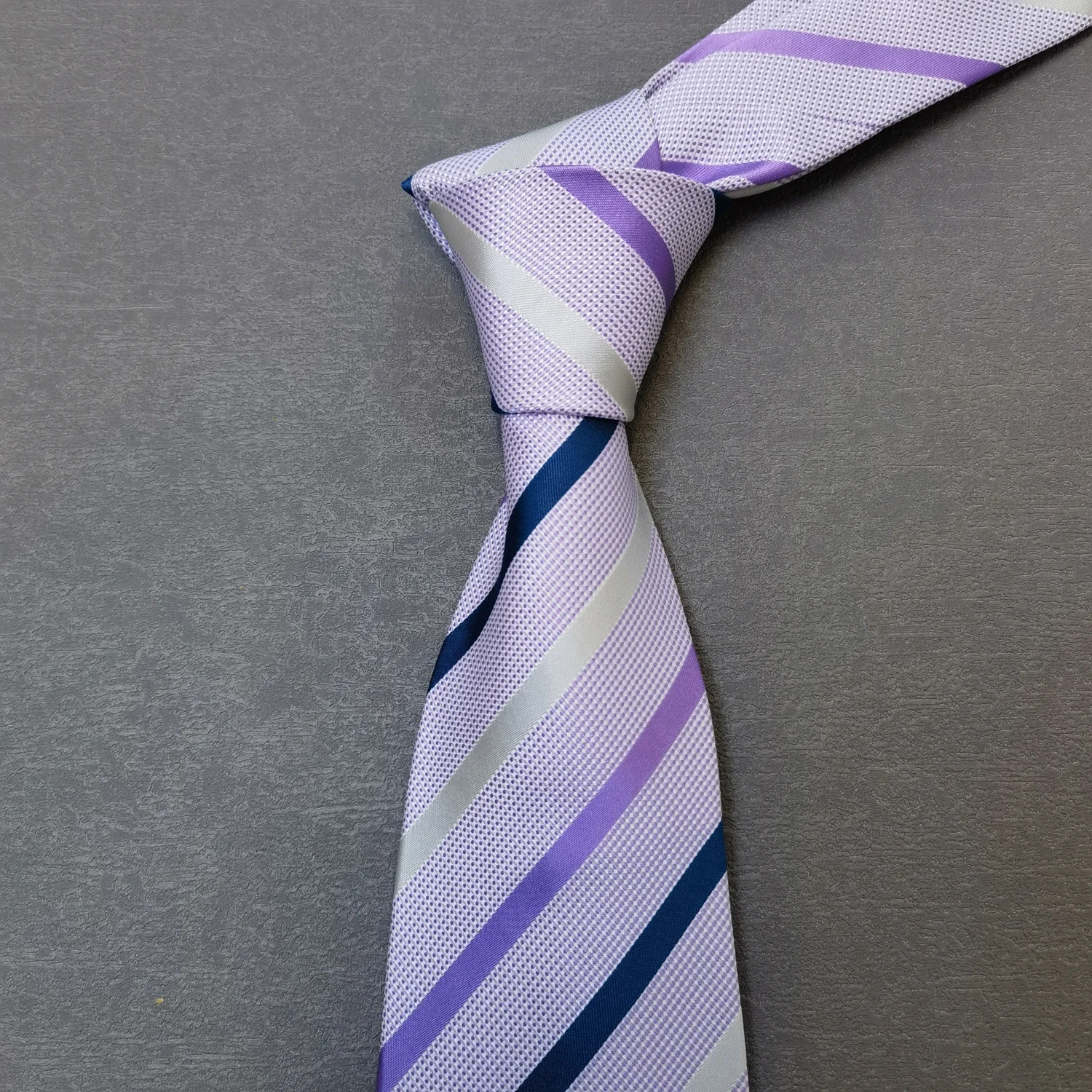 핫세일 클래식 8cm 실크 100% 타이 스트라이프 퍼플 블루 넥타이 (박스 포함) 남성 정장 액세서리 웨딩 직장 선물