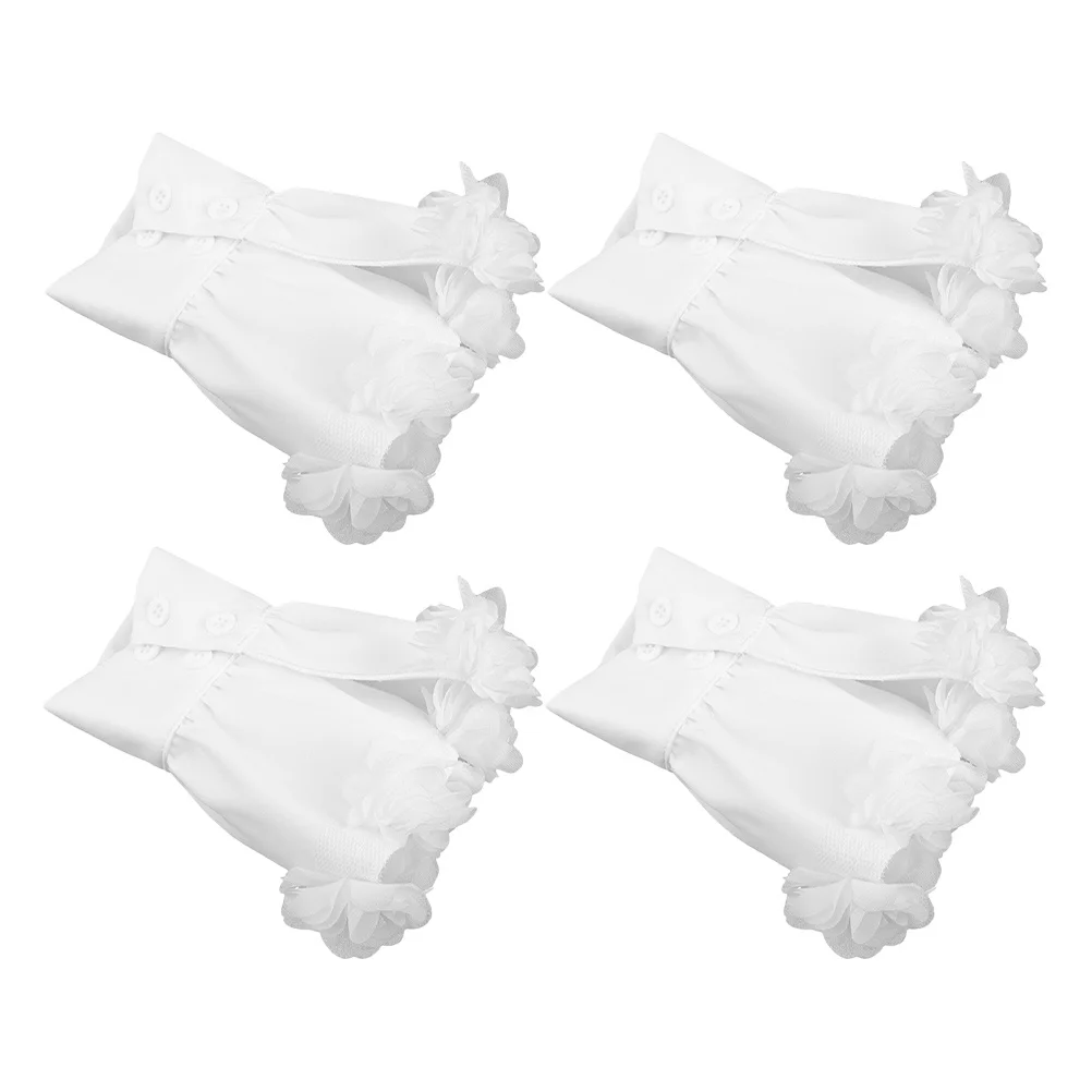 

4 шт. французские кружевные манжеты с цветочным узором, съемные женские накладные манжеты, декор для повседневного костюма