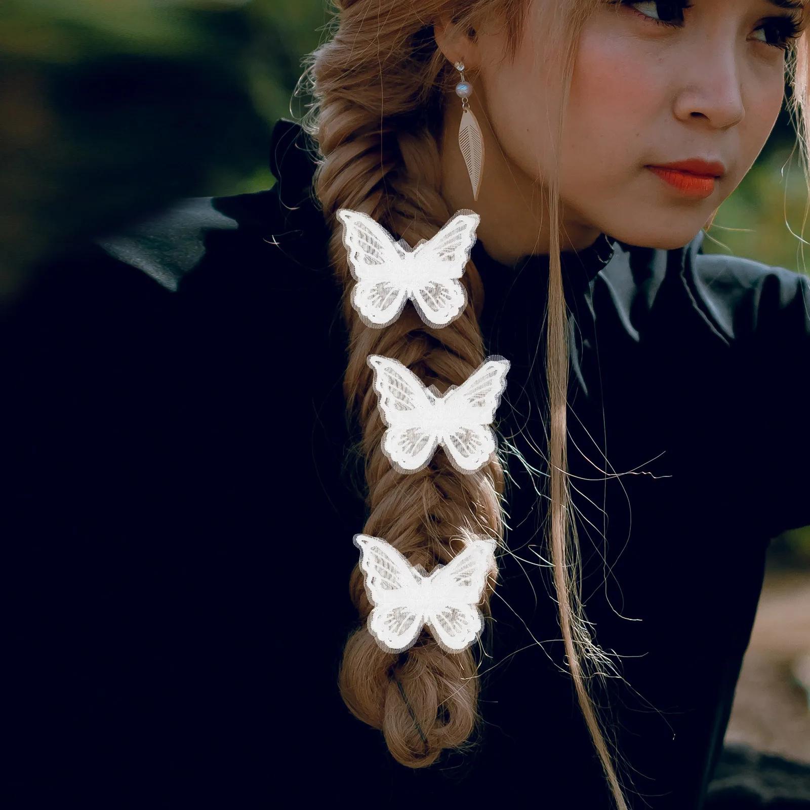 

4Pcs Butterfly Hair Clips Lace Embroidery Mesh Hairpins Women Girls Stylish Decorative Hair Ornaments for Wedding Birthday Party