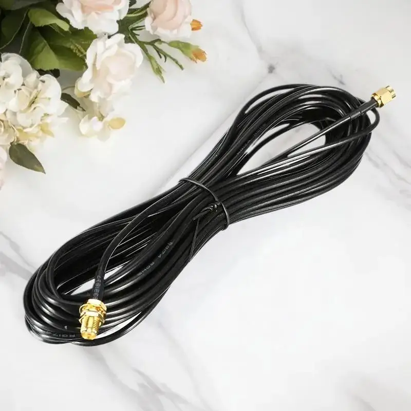 Robust 5m RF Converter Cord, Copper Feeder Wire, SMA to SMA Connection for Router Antenna
