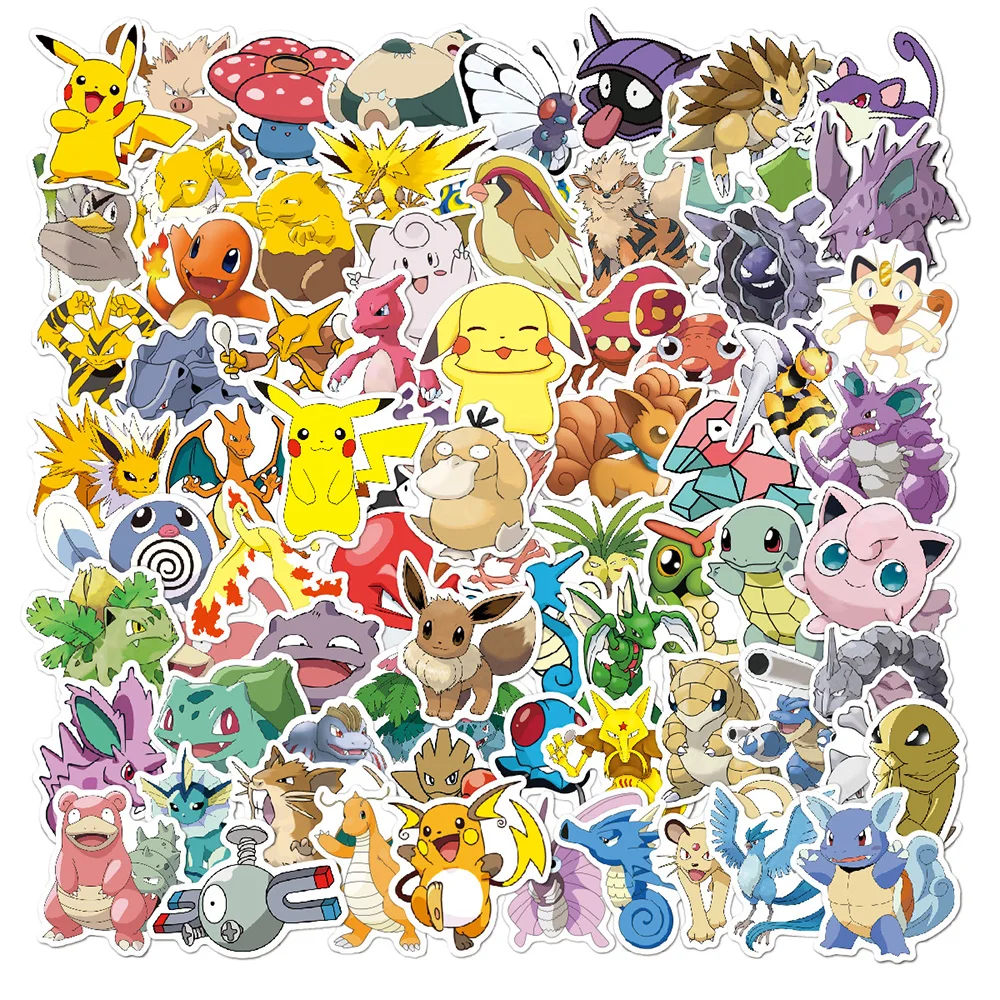 10/30/50/100pcs Kawaii Squirtle Gengar Anime Stickers Cute Pokemon Cartoon Sticker Toys DIY Luggage Scrapbook Suitcase