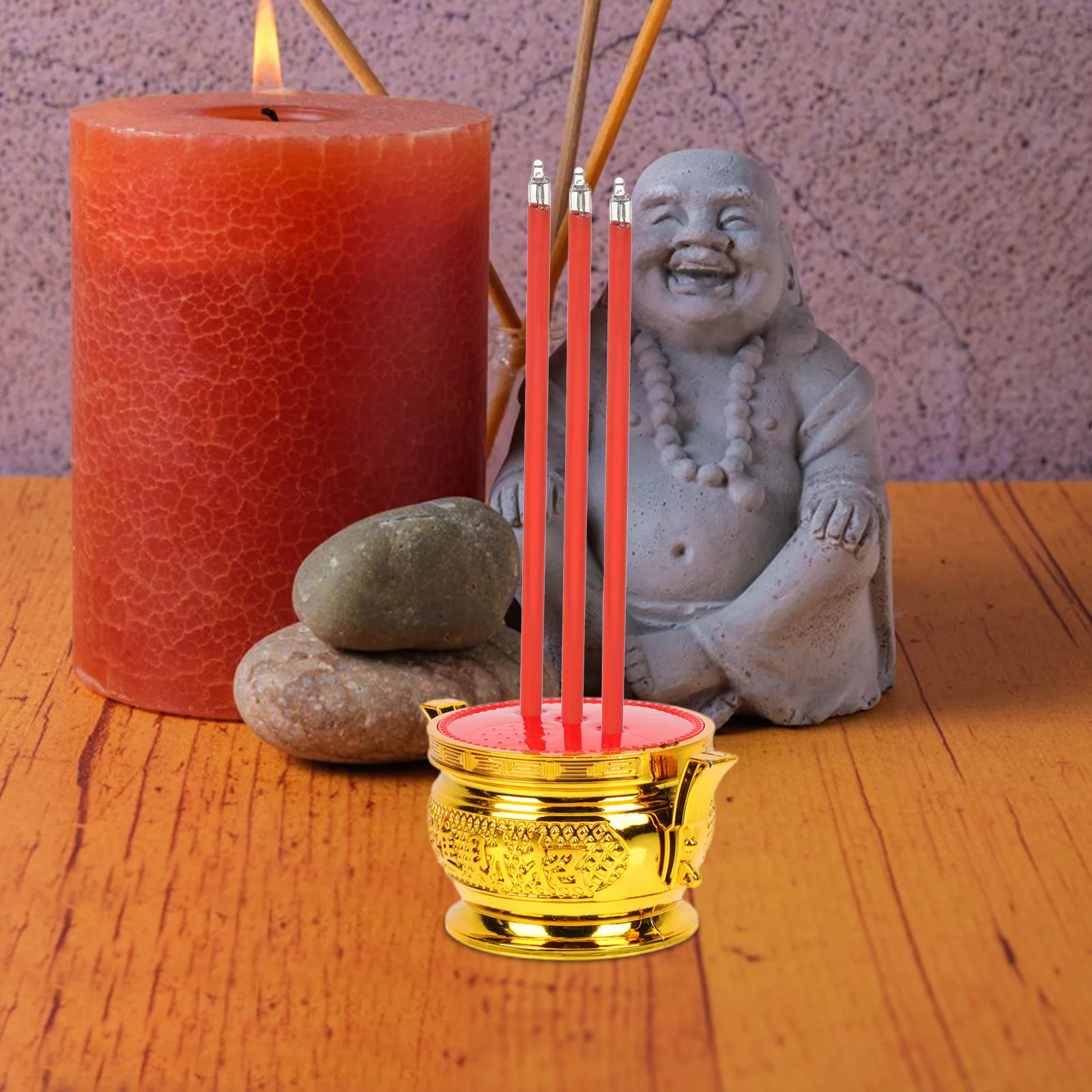 12 قطعة LED لوتس البوذية مصابيح مبخرة الإلكترونية الأحمر للإمدادات زن البوذية الصلاة التفاني البوذية لوازم