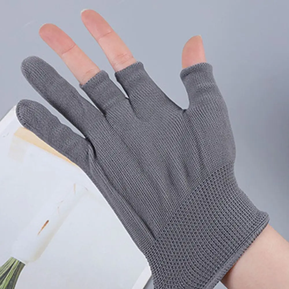 Protección solar para ciclismo al aire libre, manoplas antideslizantes sin dedos de Color sólido, guantes para pantalla táctil, guantes de nailon para hombre, mostrar dos dedos