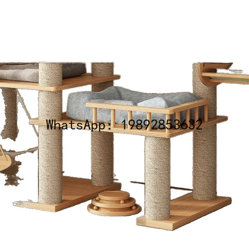 PYJ large solid wood cat climbing frame integrated four seasons sky big cat large scratching board space capsule fertilizer