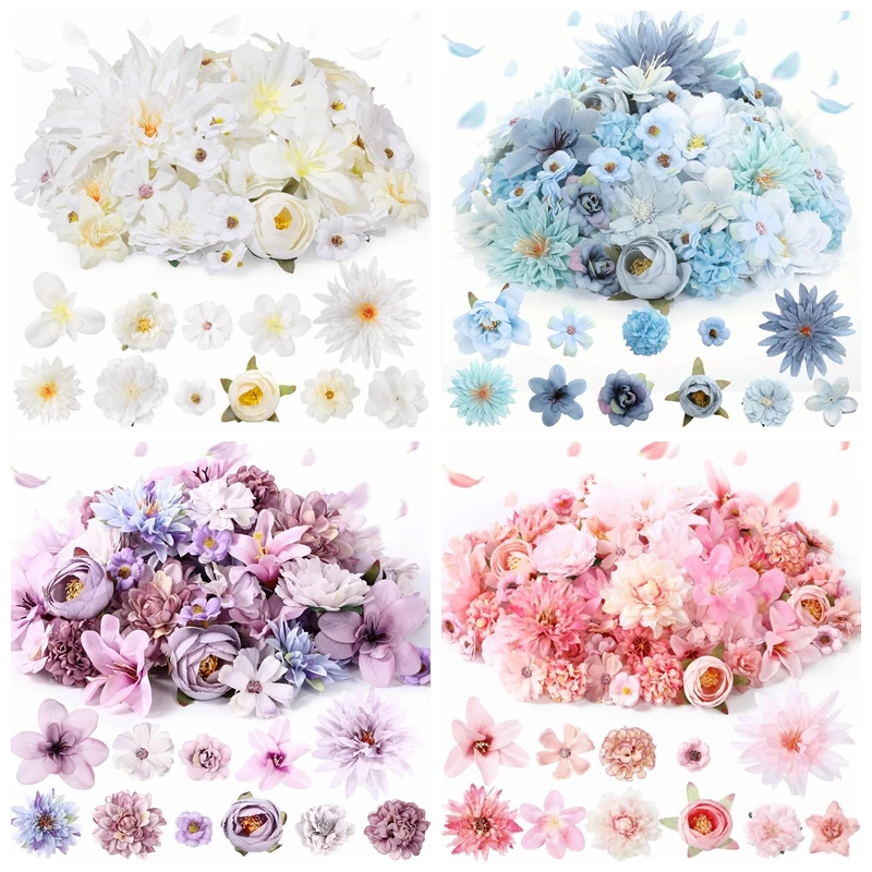 Mélange de fleurs artificielles en soie, 20 pièces, fausses fleurs pour la décoration de la maison, fournitures de fête d'anniversaire, décoration de mariage, accessoires cadeaux artisanaux