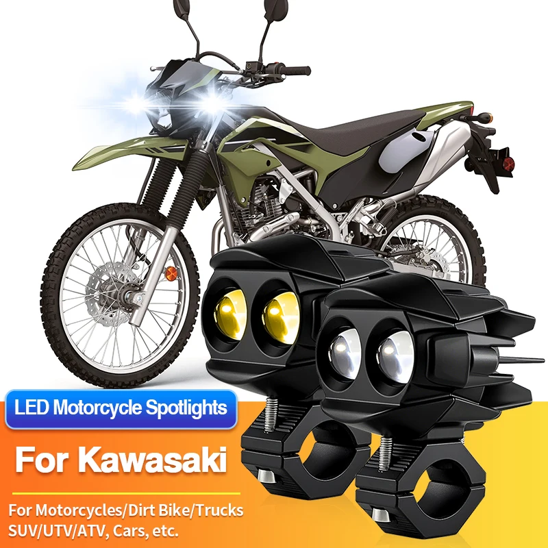 1 Set LED Motorcycles Headlight 2-Color Fog Light Spotlight Off Road for Kawasaki KFX50/KFX90/KLR650/KLR650 S/KLX110R/KLX110R L