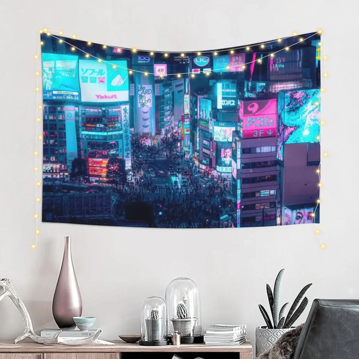 Neo Tokyo - Shibuya Crossing Tapestry Decorative Wall Mural Bed Room Decoration House Decoration Bedroom Deco Tapestry