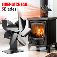 5 Blades Fireplace Fan Heat Powered Log Wood Burner Stove Fan Eco No Battery Heating Fan Warm Quiet Heater For Home Outdoor