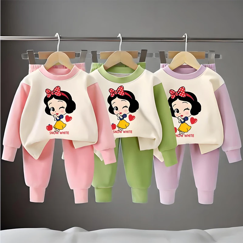 

Disney Autumn Cute Princess Printed Children Long Sleeve Pajamas Sets Soft Girls Home Clothes Sets Kids Casual Sleepwear Set