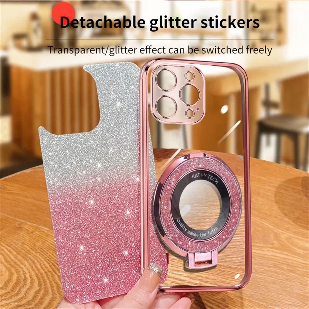 Glitter Bling Magnetic Ring Stand Holder Plating Cases For Xiaomi Redmi A1 A3 9 9A 9C 10 10C 12 12C 13 13C 4G 5G Soft Back Cover