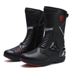 Bottes d'équitation de moto mi-mollet pour hommes et femmes, chaussures de protection de rinçage, équipement de course de moto, bottes longues imperméables, anti-ald