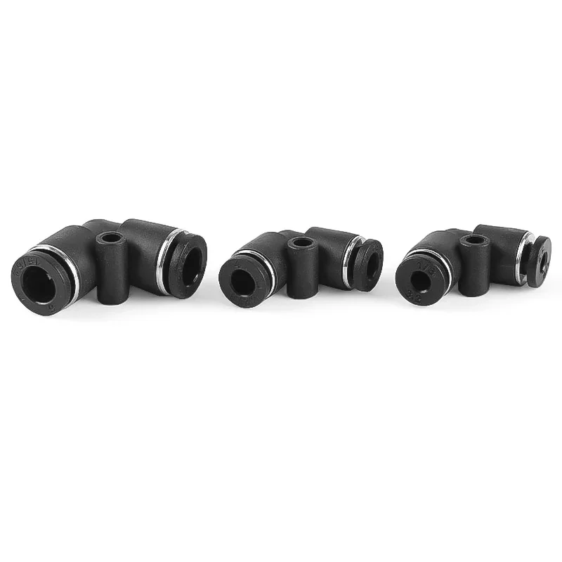 Tubo dell'aria OD 3mm 4mm 6mm raccordi pneumatici neri connettore in plastica tubo flessibile dell'acqua dell'aria spingere in PU gomito PV dritto PE PY 3 vie