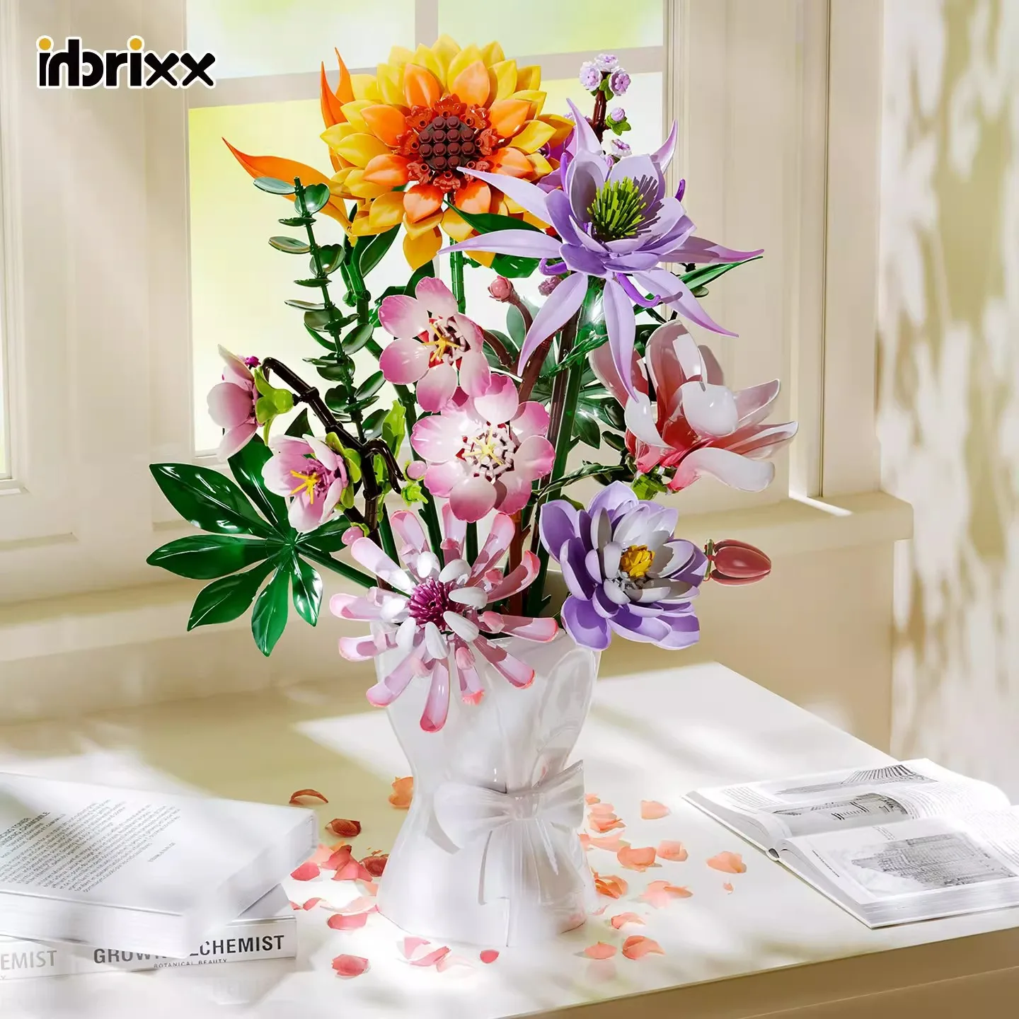 

Многофункциональные строительные блоки в виде цветов: розы, лаванда, подсолнухи, тюльпаны, кирпичики для сборки, модель растения для домашнего декора своими руками, подарок для девочек