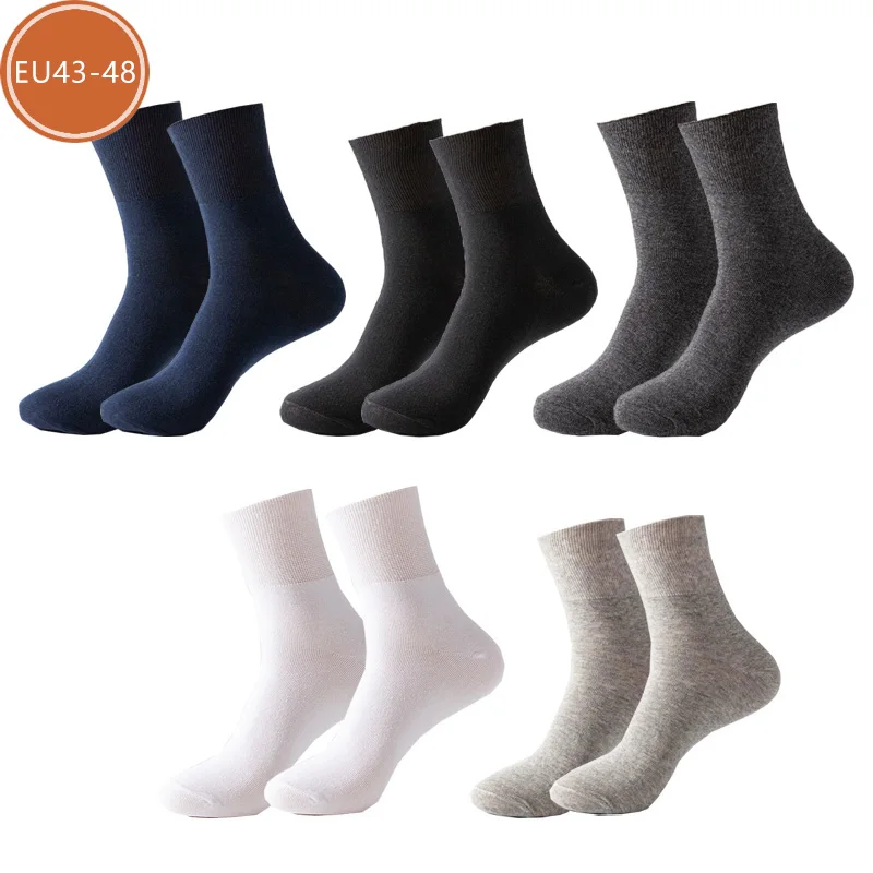 Calcetines cortos para hombre, además de calcetines grandes de algodón de negocios, sólidos, sueltos, absorbentes del sudor, antibacterianos, para maridos y padres, calcetines cálidos transpirables