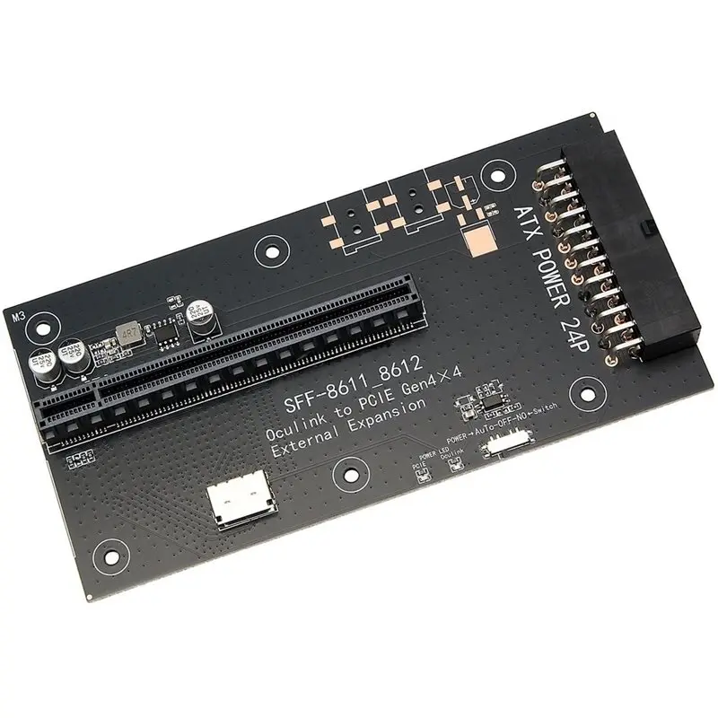 B48A SFF-8611 SFF-8612 Oculink To PCIE 4.0 X16 GPU External Expansion Card 24Pin Power Supply With Power Starting Sync Switch