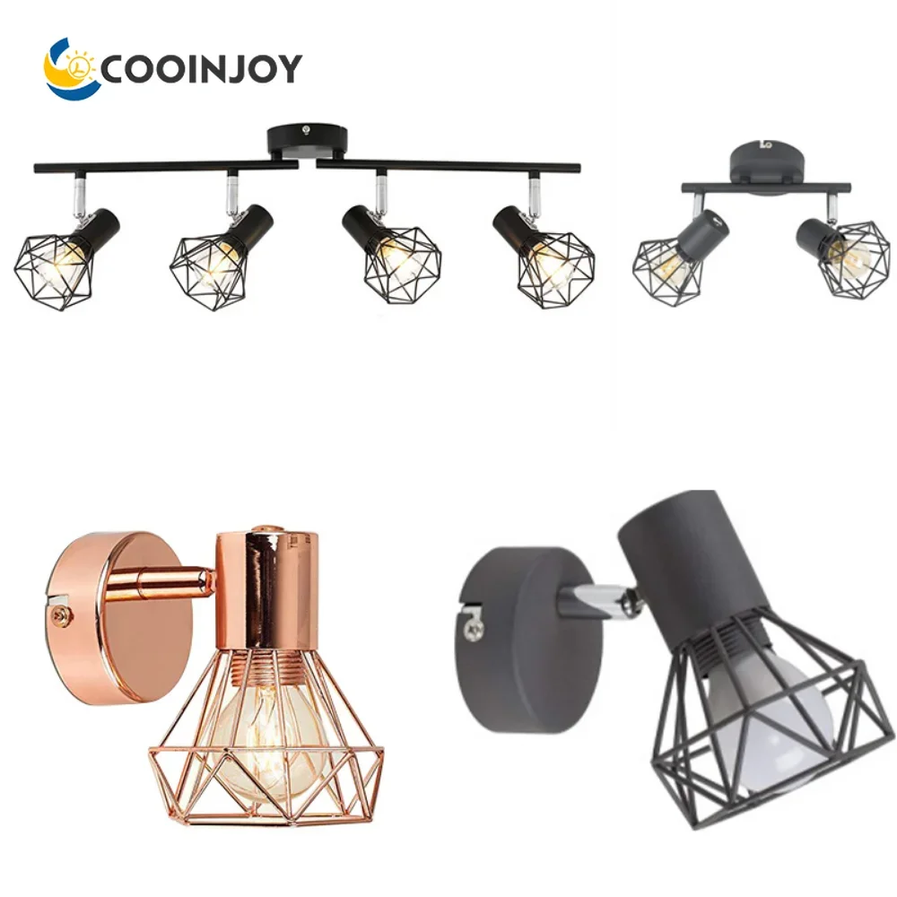 

Adjustable Angle Track Light Bedroom Living Room Multi-Lamp Spotlight Black Lustre Chandeliers Retro Lamps Led Lighting