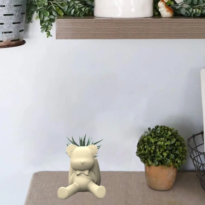 Concrete Moulds Plant Pots Mold Bear with Bag Shaped Hand-making Silicone Molds