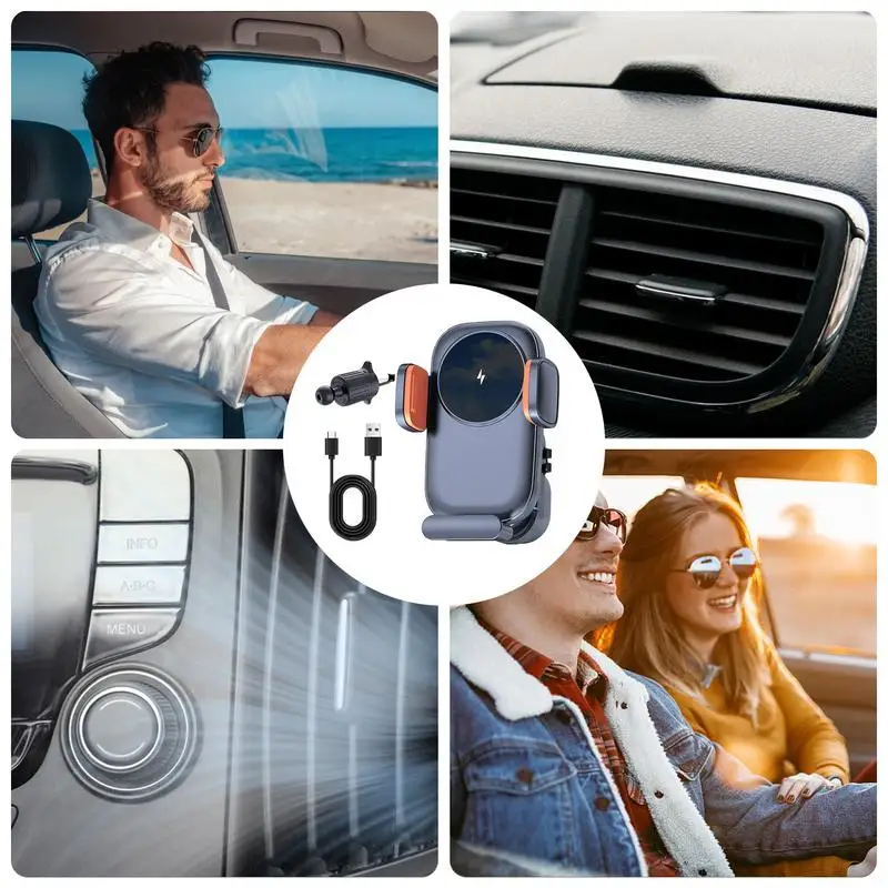 Car Phone Charger Mount 15W Intelligent Wireless Charger Phone Holder Flexible Car Charger Holder 360-Degree Rotation Wireless