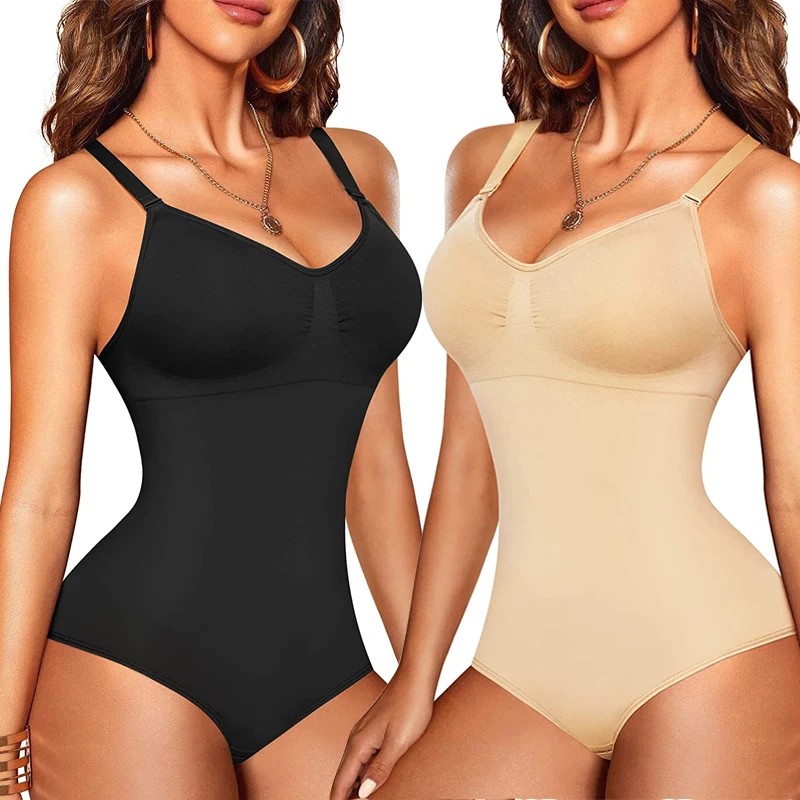 

Women Bodysuit Tummy Control Seamless Shapewear Full Body Shaper One Piece Built-In Bra Jumpsuit Tops Compression Belly Corset