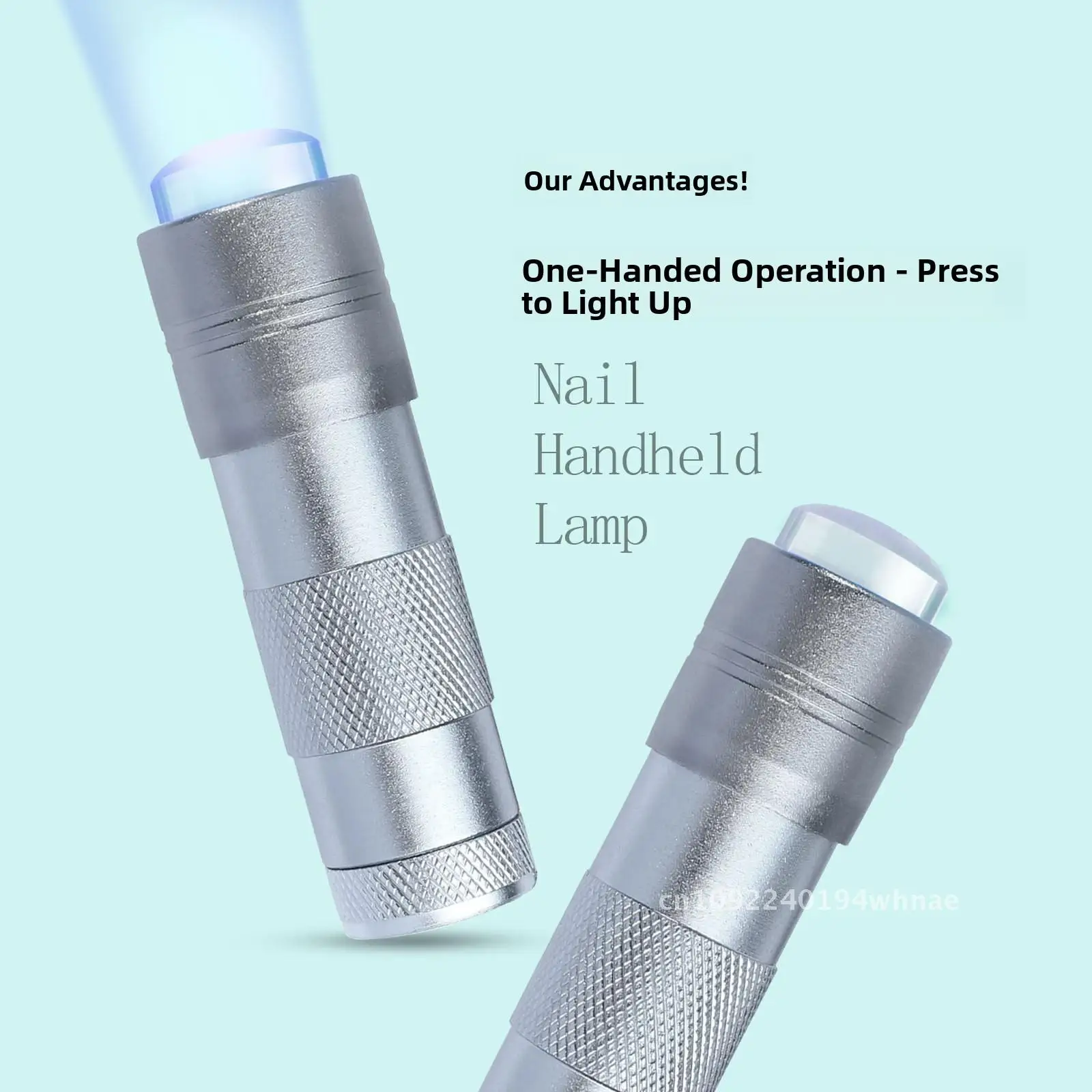 シリコンハンドヘルドランプ エンボススパンコールステッカー付き ポータブル ミニ 片手光線療法 ネイルアート ライトシルバー 電池式