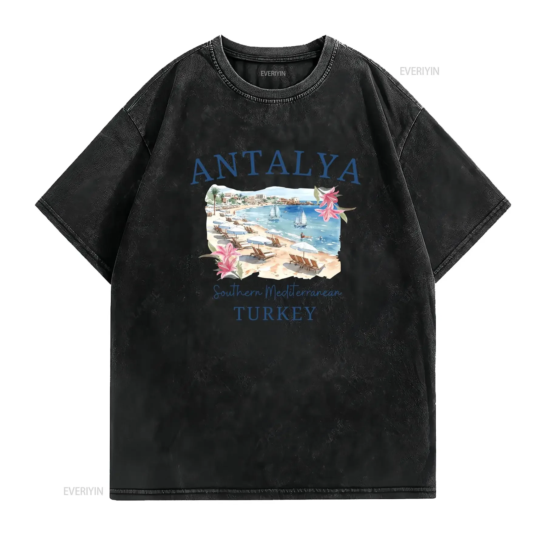 Antalya T Shirt Turkey Souvenir Travel Holiday Softstyle Beach Clothes vintage Washed streetwear Stylish homme Stretched