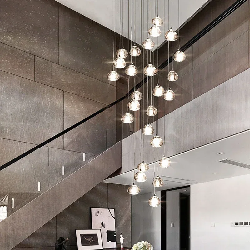Ceiling Chandelier for Living Room Kitchen Long Staircase Lighting Mall Villa Hotel Lamp Loft Crystal