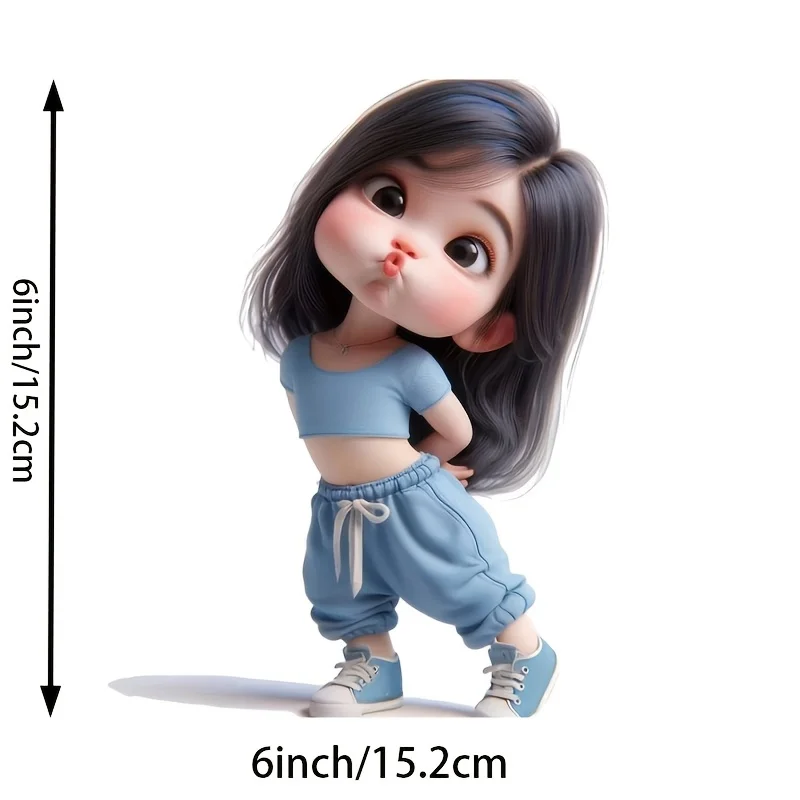 Cute Cartoon Girl Vinyl Sticker, Waterproof Decal for Car Laptop Water Bottle Motorcycle