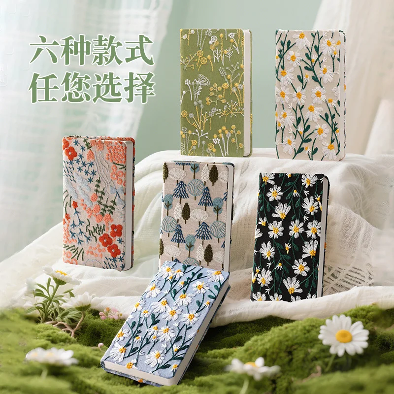 A6 Cloth Cover Notebook Simple Fresh Artistic Notebook Blank Journal Diary for Girls