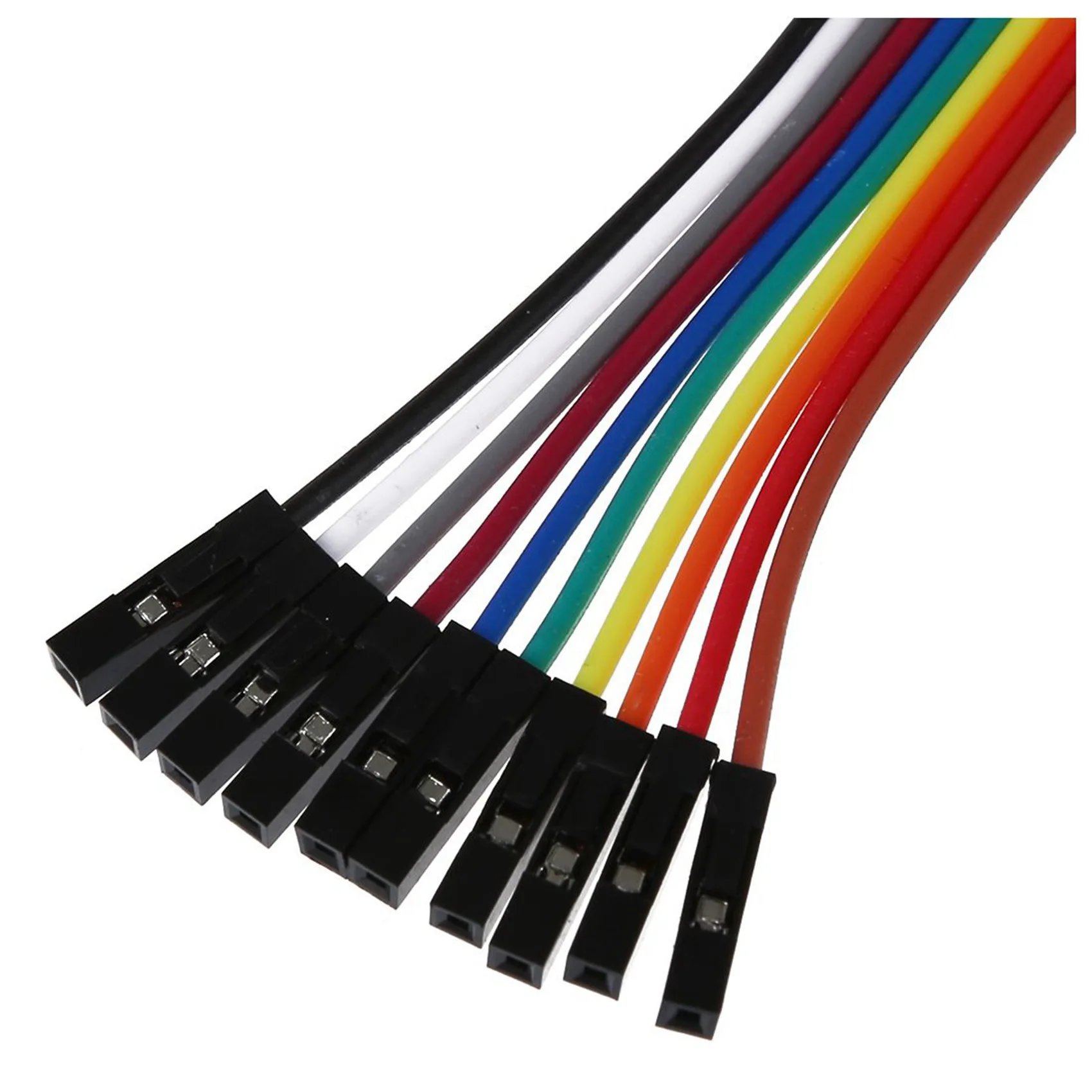 20PCS 20CM Female To Female 1 Pin Plug Jumper Cable Wires Multicolor