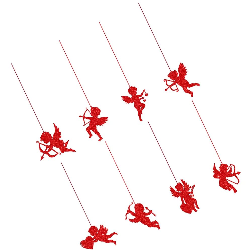 

8 Pc Outdoor Ornaments Cupid Pendant Decoration Valentines Day for Home Red Front Decorations Hanging