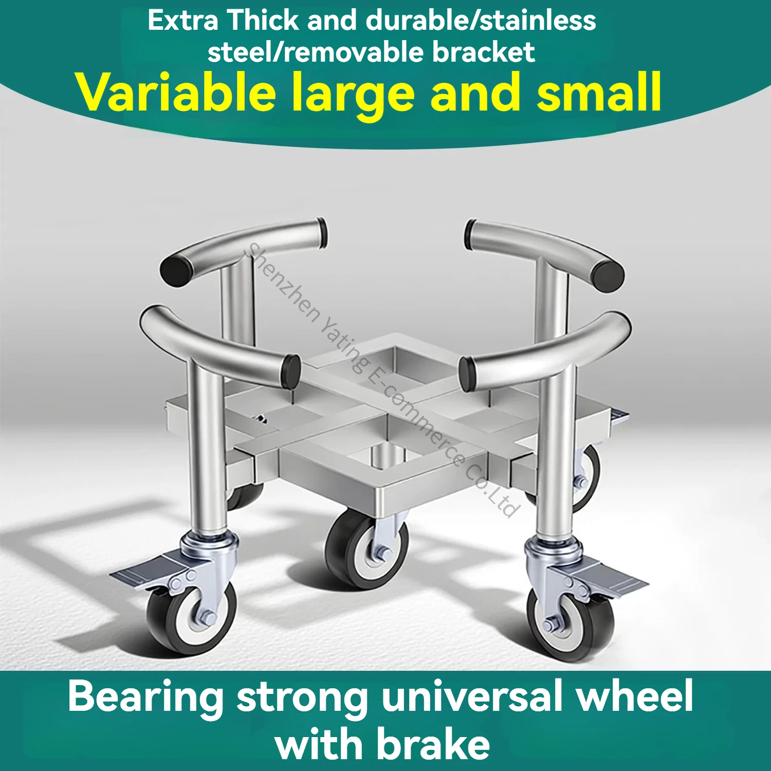 Stainless Steel Mobile Tray Flower Pot Plastic Bucket Chemical Bucket Soup Bonsai Flange Bucket Base with Wheel Turnover Car