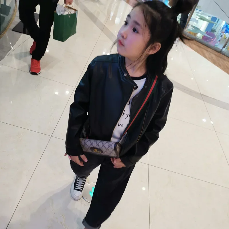 سترة دراجة نارية من جلد البولي يوريثان لربيع وخريف 2025 من عمر 1 إلى 10 سنوات للأطفال ملابس خارجية للفتيات الصغيرات معطف للأطفال الرضع والبنات ملابس المنصة #2