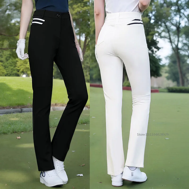 New Winter Golf Clothing Women's High-waist Warm Pants Thicken Velvet Sports Pencil Trousers Ladies Leisure Long Pants