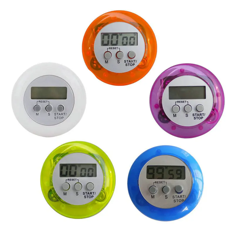 Five Kinds Of Color Circular LCD Digital Kitchen Countdown Timer Cooking Counter Reverse Timer Alarm Clock Magnetic For Kitchen