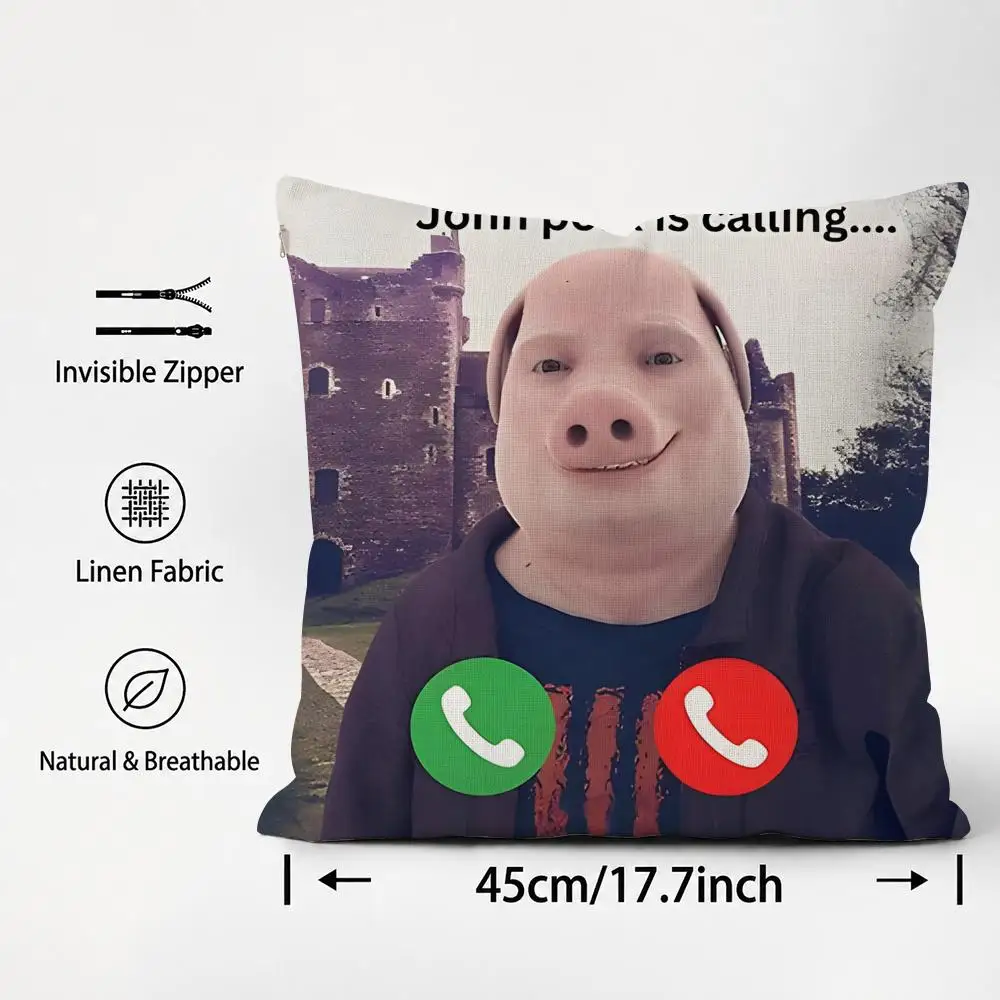 Meme John Pork Is Calling Cushion Cover Cushion Covers Natural Linen Breathable Sofa Bedroom Decor Pillowcase