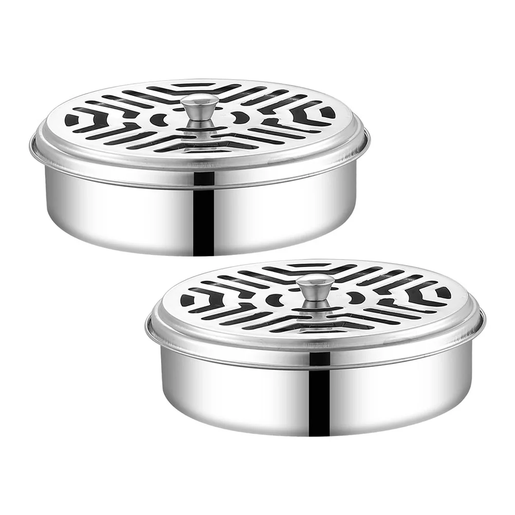 Lidded Case Outdoor Incense Box Burner Holder for Home Silver Stainless Steel with