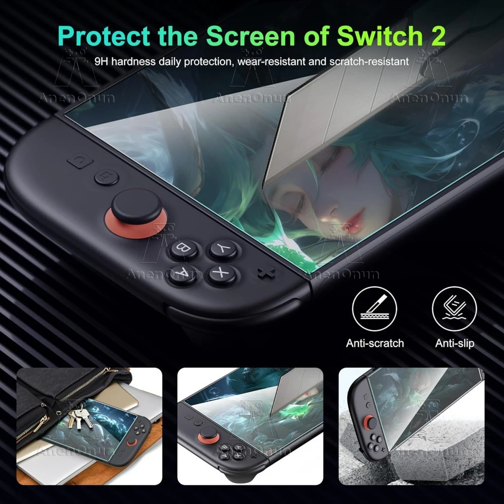 Switch 2 アンチブルーライト スクリーン プロテクター 9H 硬度 飛散防止 傷防止 指紋防止 気泡のない HD 強化ガラス