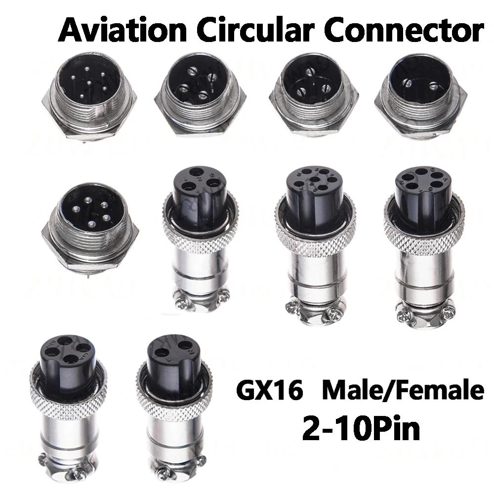GX16  2-10Pin 2P 3P 4P 5P 8P 10P Waterproof Aviation Circular Connector Male Female Plug Socket PCB Mount  6P Integrated circuit