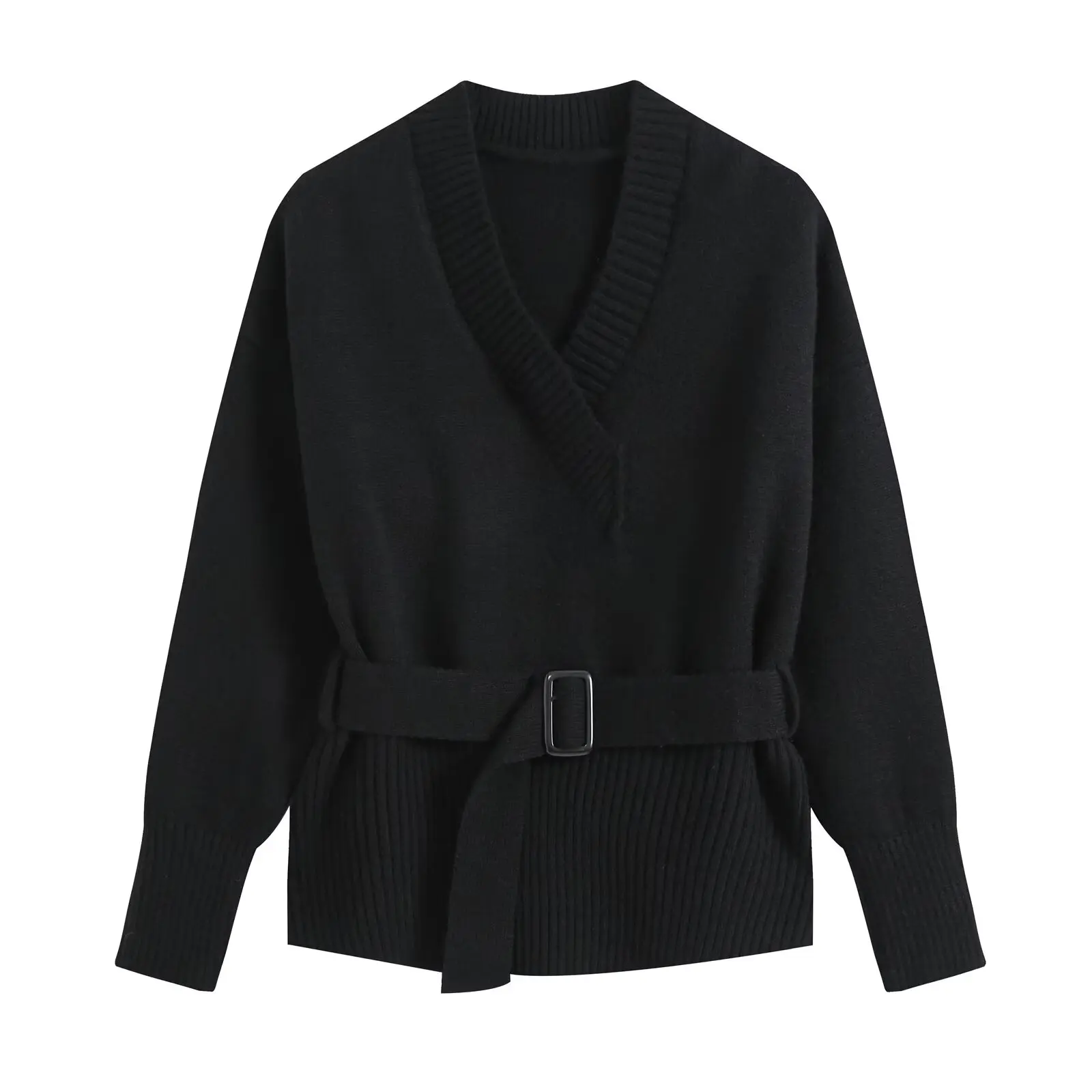 Guobioziy Women's V-Neck Tie Knit Two-Piece Set 2026 Autumn Long-Sleeve Sweater with High-Waist Wide-Leg Pants Loungewear Set