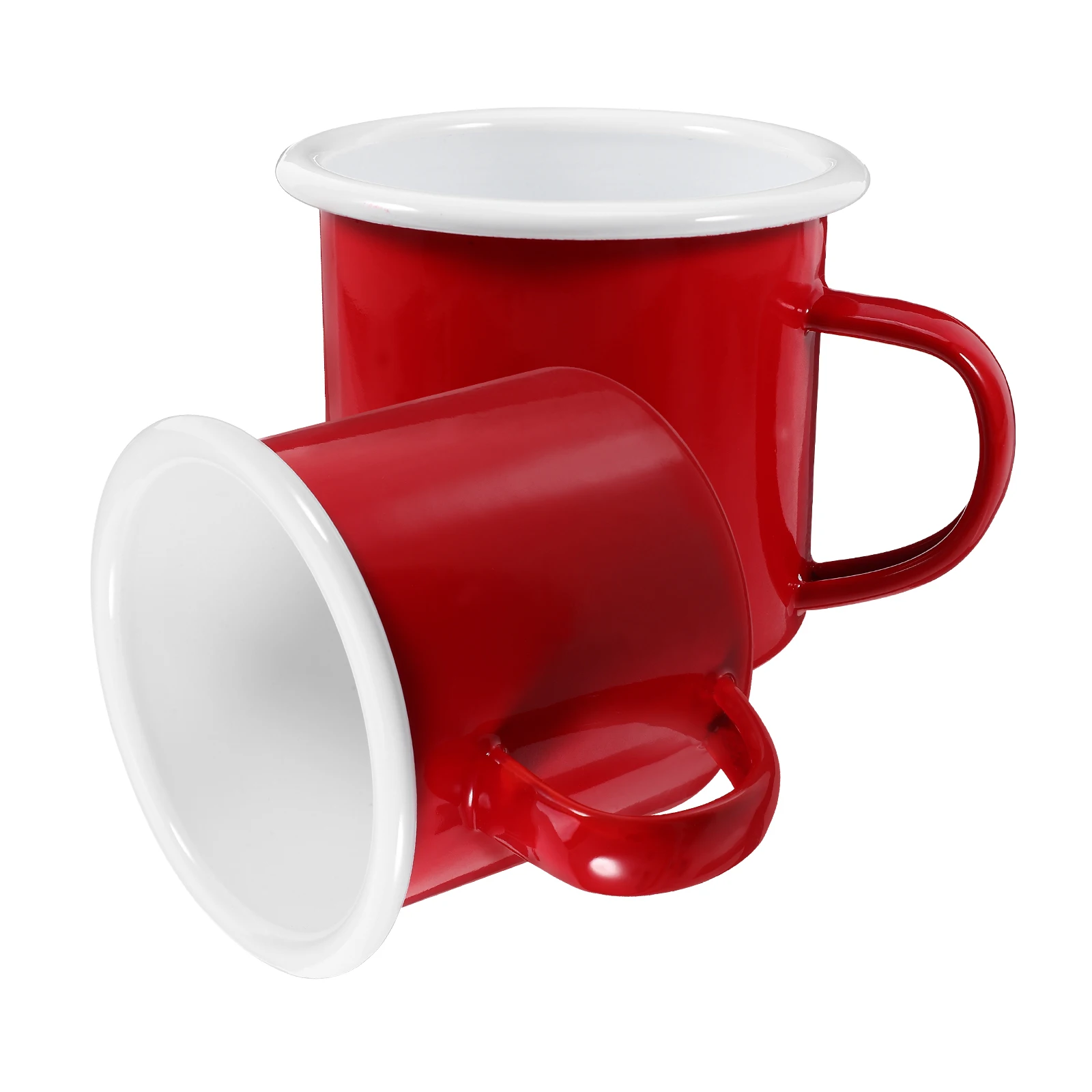 

2pcs Tea Drinking Cup Enamel Mugs Retro Ceramic Cups for Camping Coffee Tea Travel White Drinking Home Kitchen Bar