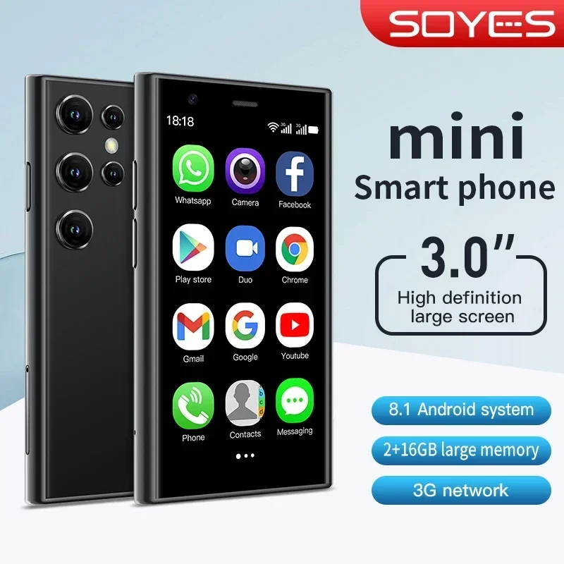 

Мини-смартфоны SOYES S23, Android 8,1, две SIM-карты, 3,0 дюйма, HD, Аккумулятор 1000 мАч, Wi-Fi, Bluetooth, 3G, Маленькие искусственные элементы