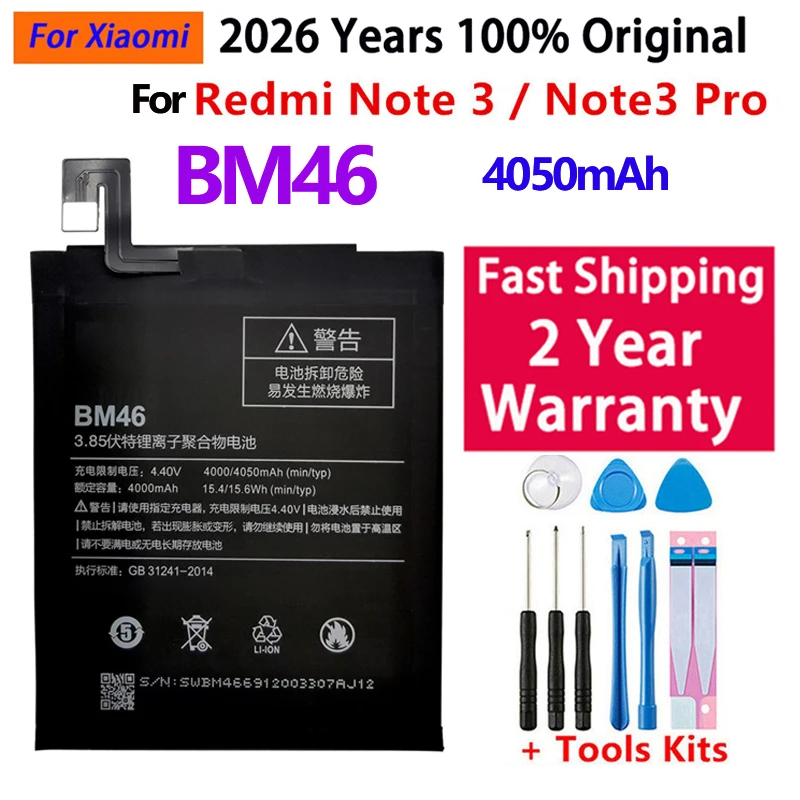 100% Original Battery BM46 BM47 BN30 BN31 BN45 For Xiaomi Redmi Mi 3 3S 3X 4X 3 pro Note 3 5 5A 6 4A Pro 5X Replacement Battery view 4