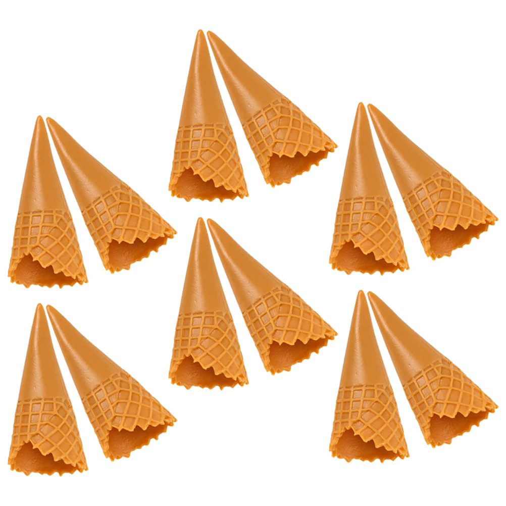 

12 Pcs Realistic Mini Empty Cone Plastic Simulated Ice Cream Bottom Holder DIY Crafts Photo Props Decoration Toys Mini