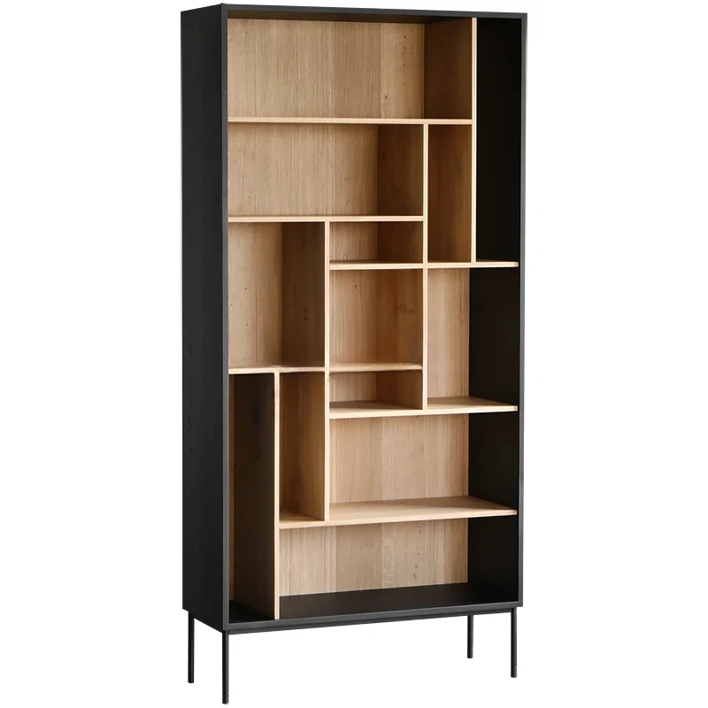 Nordic bookcase solid wood display locker